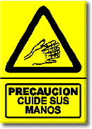 Precaución: cuide sus manos