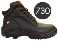 Thomson & Boots 730: calzado de seguridad, piel flor entera, negro, suela rueda, casco acero
